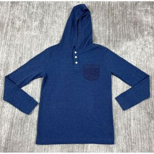 True Craft‎ Shirt Mens Medium Blue Long Sleeve Henley Waffle Knit